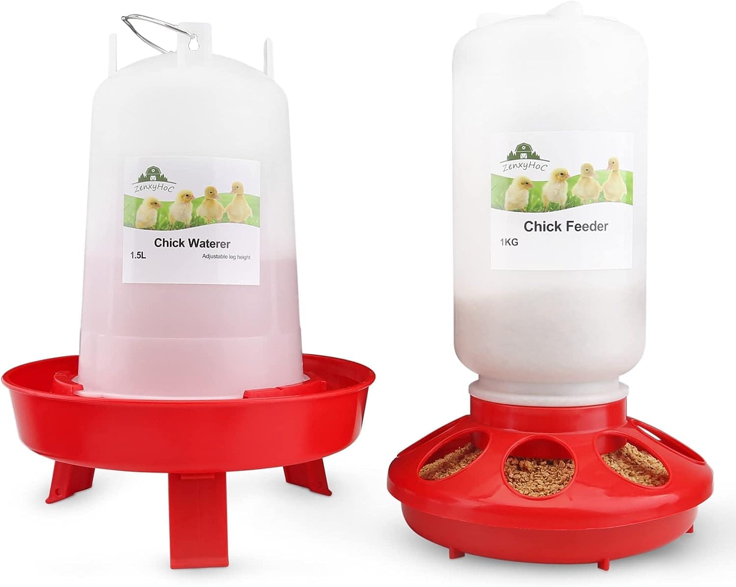 ZenxyHoC 1L Chick Feeder and 1.5L Chick Waterer Kit